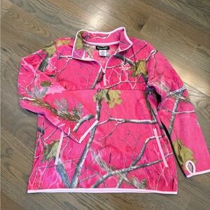 Women’s Realtree 2XL Pink camo fleece quarter zip sweatshirt #camofashion